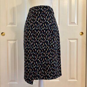 Maeve by Anthropologie Debra Faux Wrap Knit Pencil Skirt in Navy Blue/Multicolor